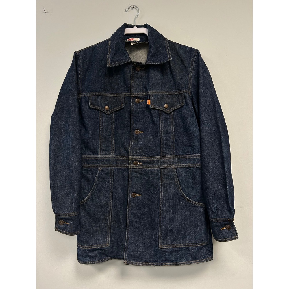 Levi's Vintage 70's Orange Tab Dark Wash Chore Coat Denim Jacket Size Medium